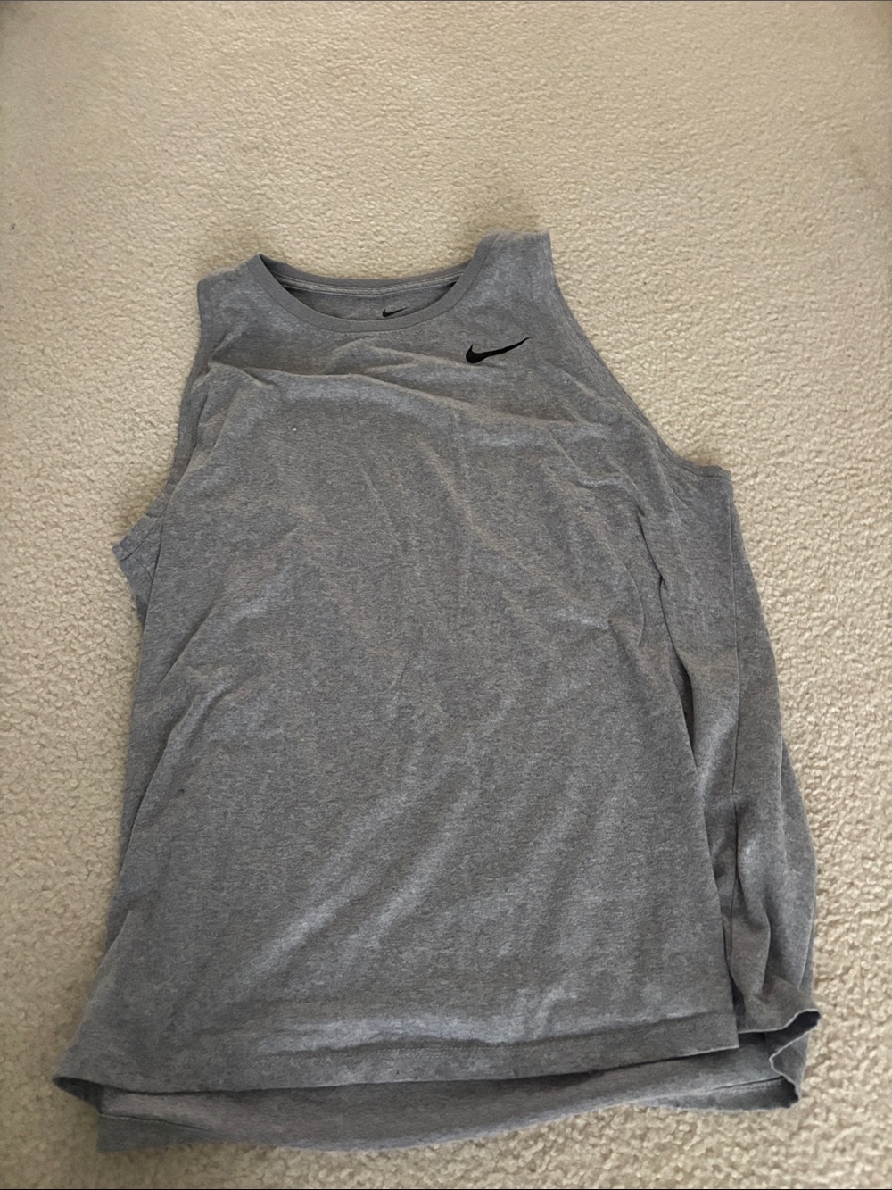 Nike Women's Light Gray Athletic Tank with Black Swoosh